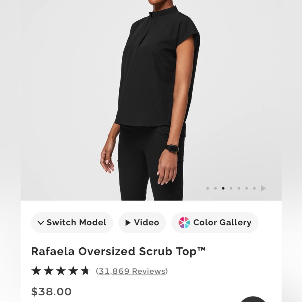 Figs Rafaela oversized scrub top in Black size Small